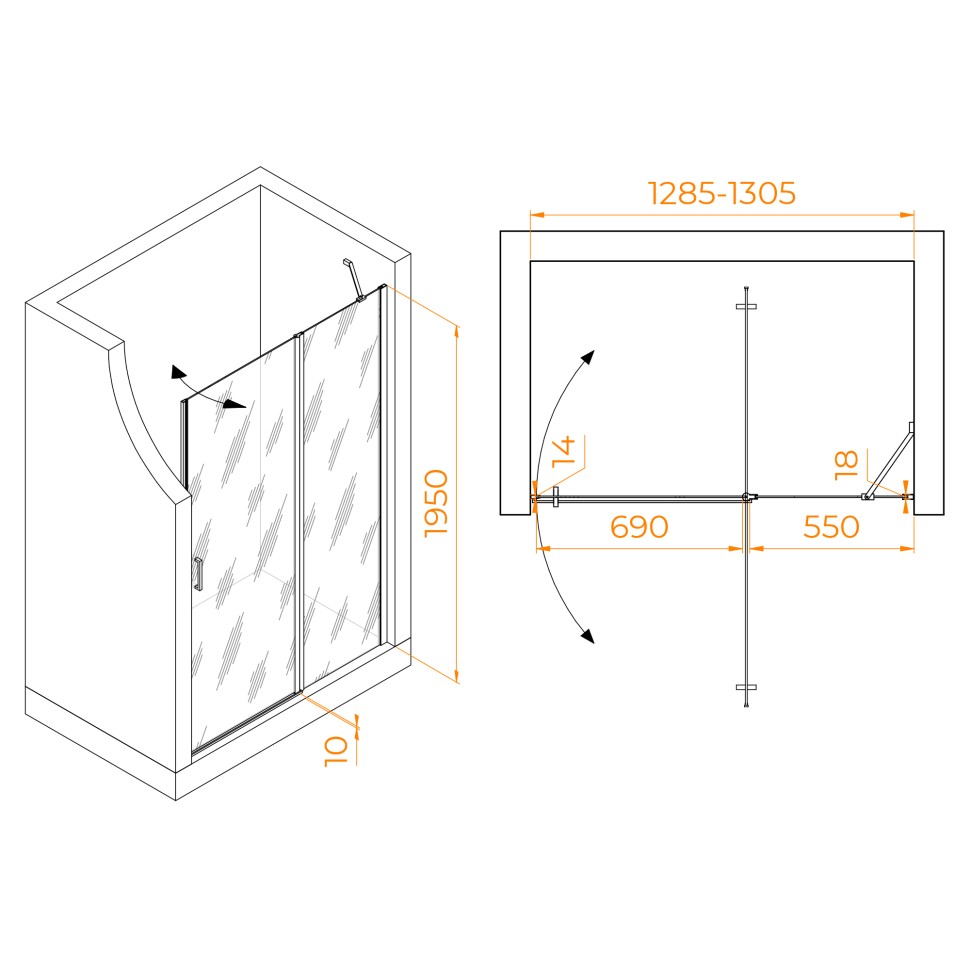 Душевая дверь RGW LE-004B (Прозрачное, 1300)