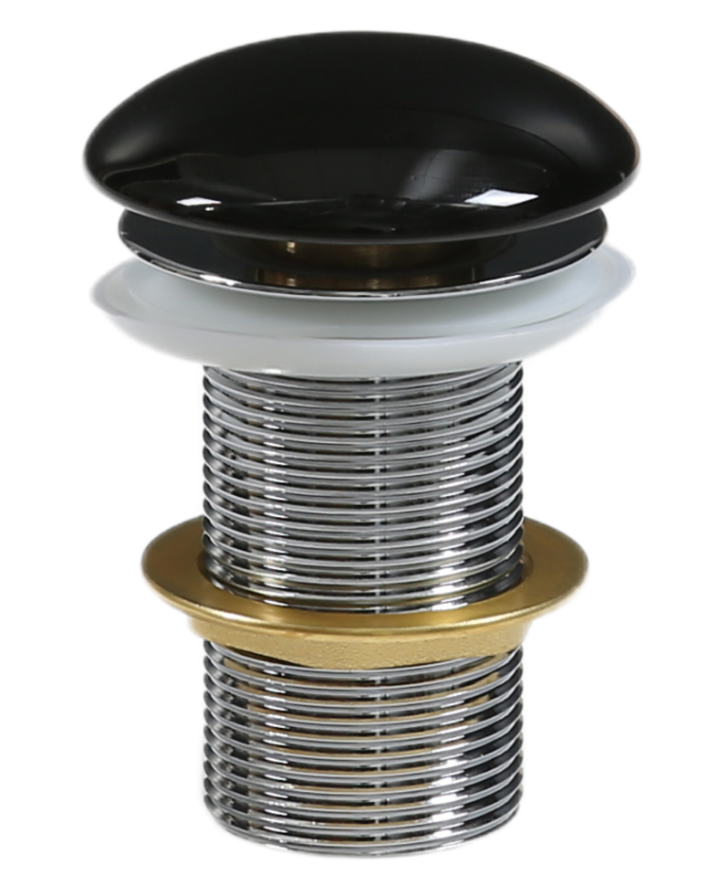 Донный клапан Clik-clak MILLEAU PD1GB/OO с керамической накладкой (чёрный глянец) для раковины без перелива