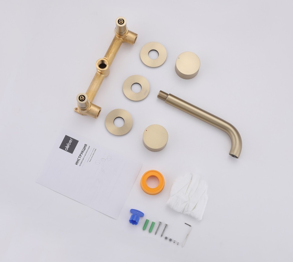 Смеситель ABBER Wasser Kreis AF81122G для раковины скрытого монтажа, золото матовое