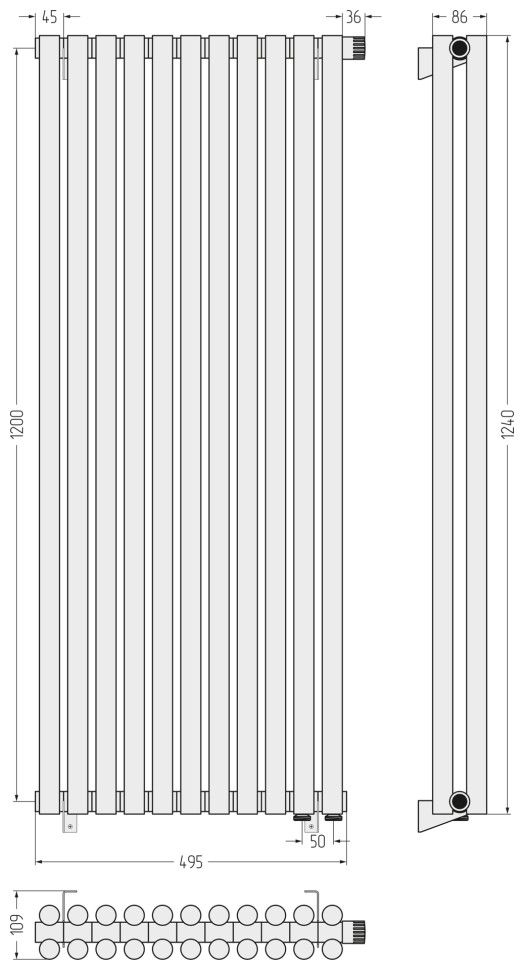 Эстет-11 EU50 1200х495 11 секций