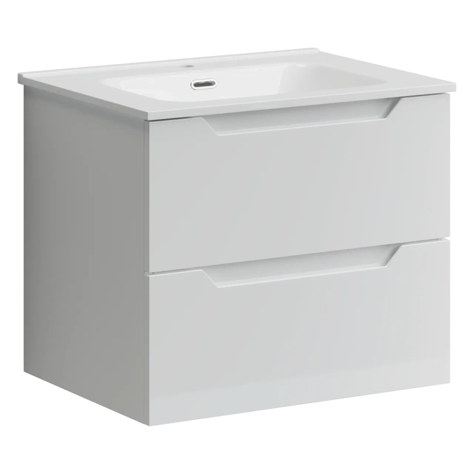 Тумба подвесная SANCOS Norma 2.0 590х450х500, c двумя ящиками оснащенными доводчиками, белый глянец , арт. NR2.060W