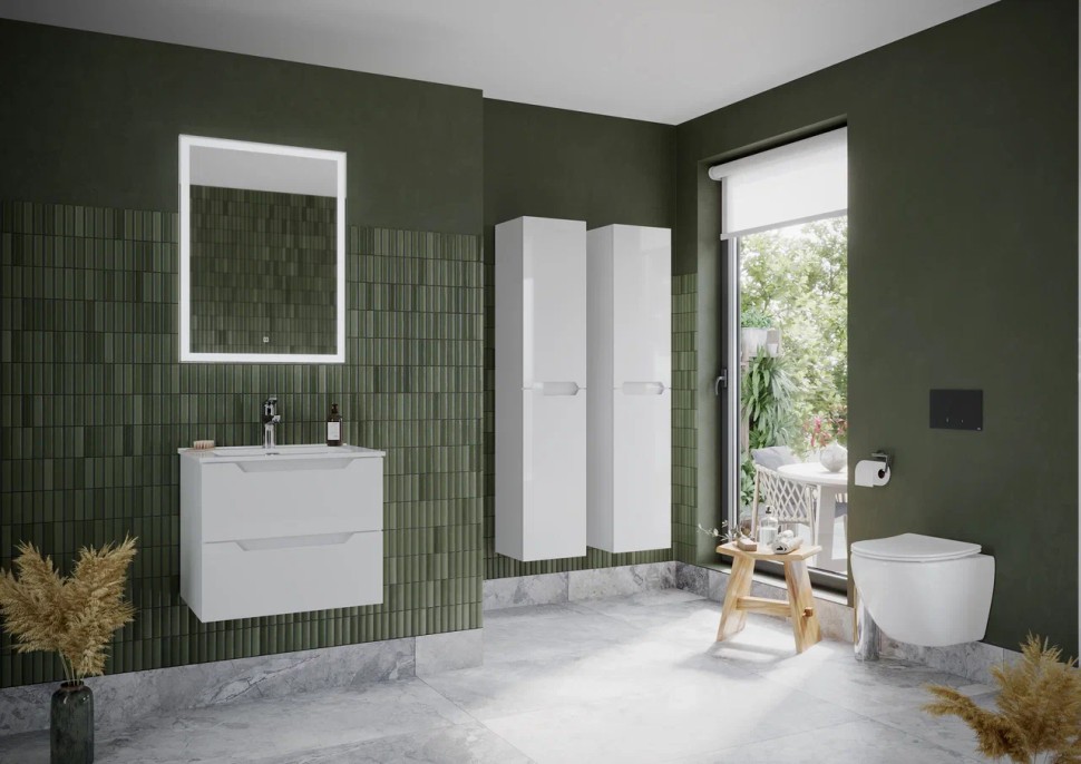 Тумба подвесная SANCOS Norma 2.0 590х450х500, c двумя ящиками оснащенными доводчиками, белый глянец , арт. NR2.060W