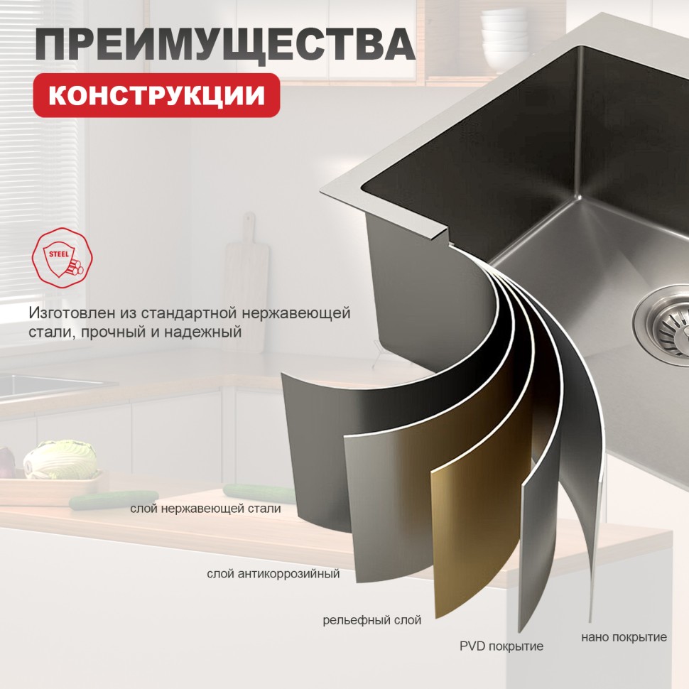 Мойка - профессиональная ручная работа Raglo, сатин