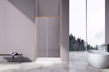 Душевая дверь Слим-Н (Slim-N) VDS-4SN130CLG, 1300, брашированное золото, стекло прозрачное