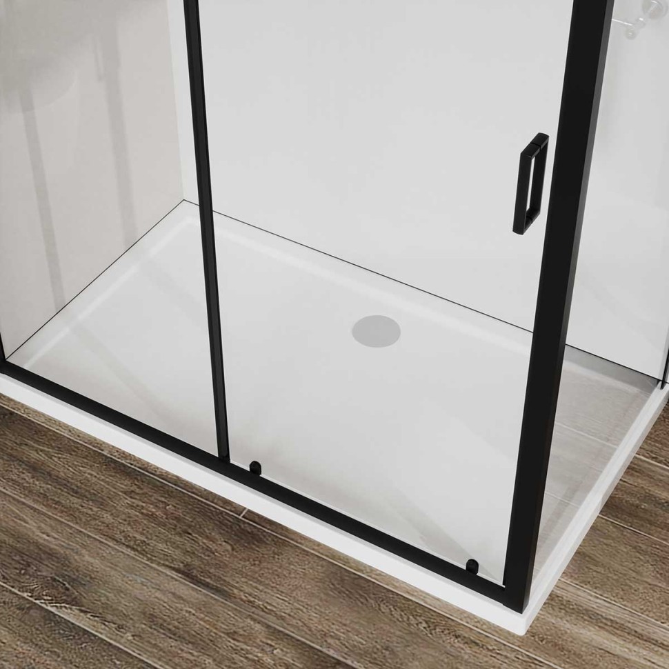 Душевой уголок City VSR-5CT9011CLB, 1100*900, черный, стекло прозрачное