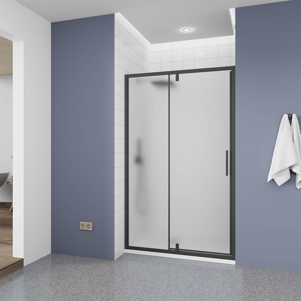 Душевая дверь Veconi Ottimo P20 B, 1200x1900, черный матовый, стекло матовое