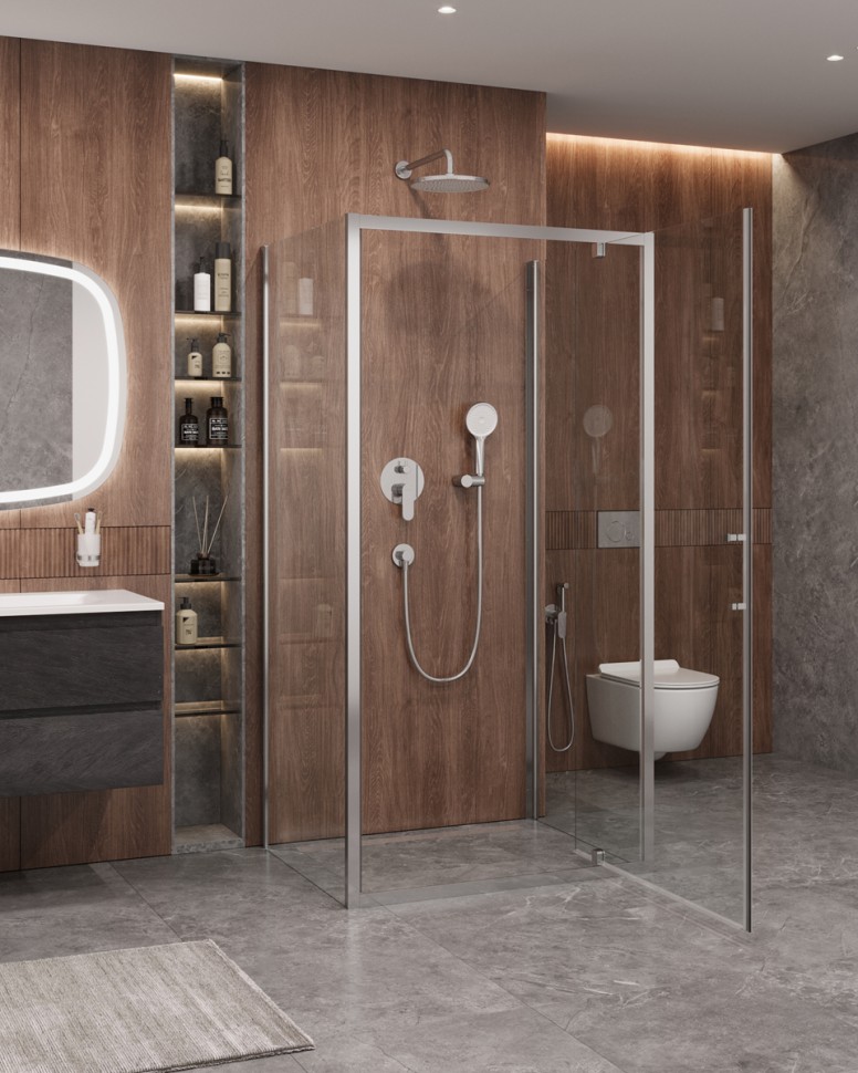 Душевой уголок П-ОБРАЗНЫЙ CEZARES MOLVENO-BA2-80/90-C-Cr-IV