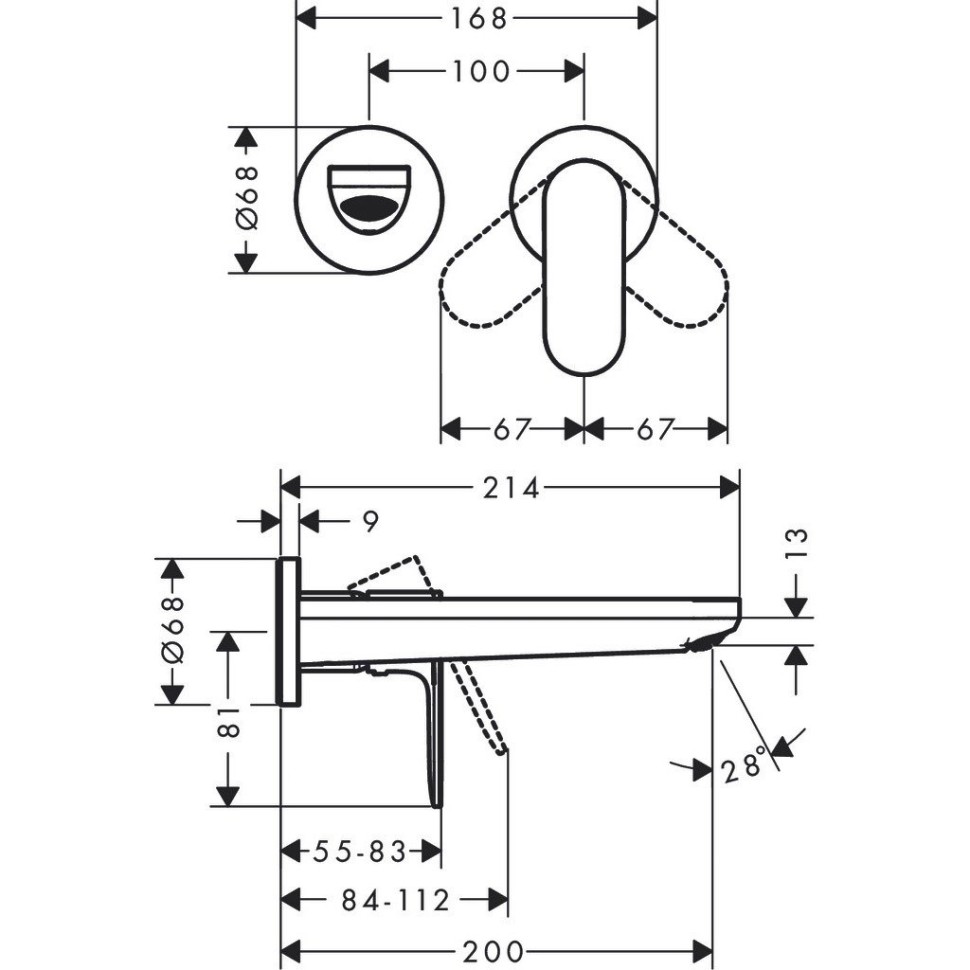 Смеситель для раковины Hansgrohe Rebris S (внешняя часть) 72528000 хром