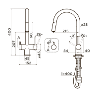 Смеситель для кухни Omoikiri Akita-S-GB латунь/графит