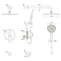 Встраиваемая душевая система TEORA, Золото брашинг