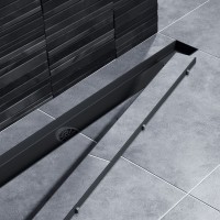 Душевой лоток TIMO Drain System 700 с двусторонней панелью "plate" под плитку, Чёрный