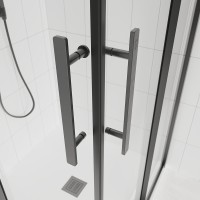 Душевой угол Veconi Evo 300 GR, 1000х1000x1950, графит брашинг, тонированное матовое стекло