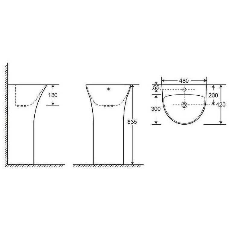 Раковина Ceramalux напольная G-307 белая