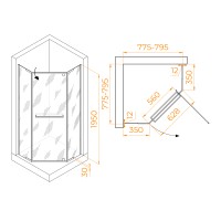 Душевой уголок RGW PA-82B (Прозрачное, 800x800)