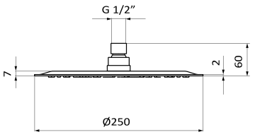 Верхний душ GRB HYDRO 00080493, 250 мм, никель