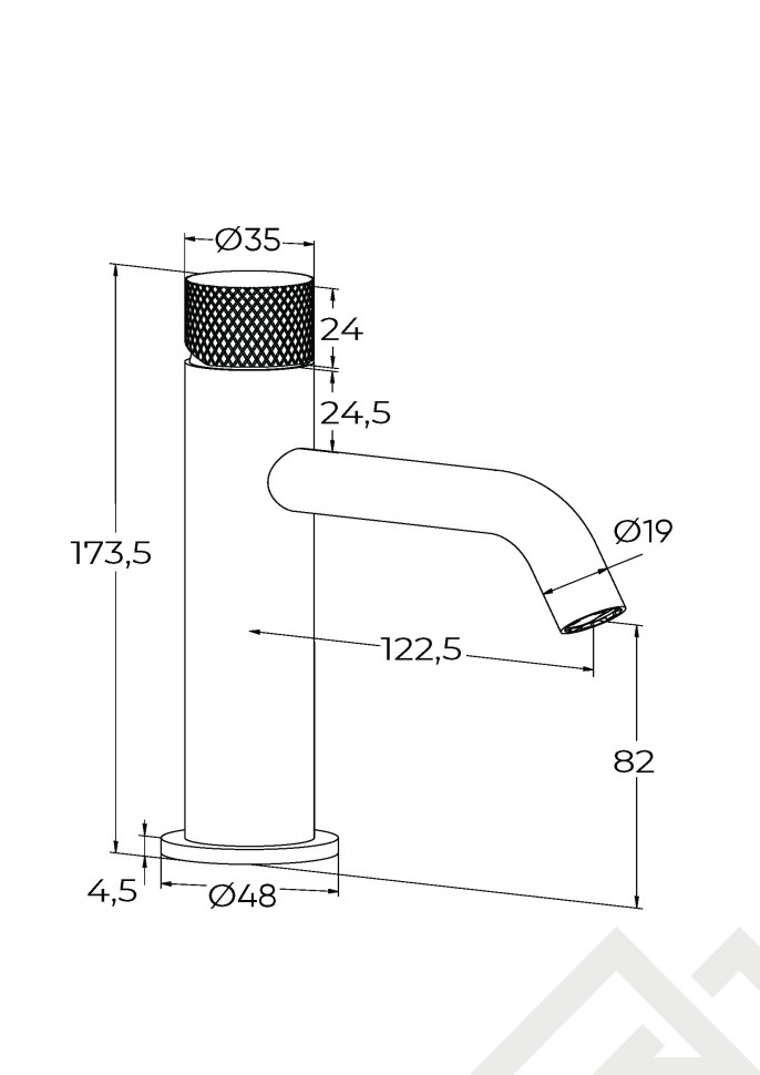 Смеситель для раковины MILLEAU Tissage ML0321KLS-GB, Черный глянец