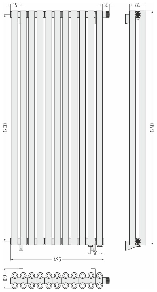 Эстет-00 EU50 1200х495 11 секций