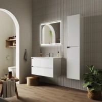 Тумба подвесная SANCOS Cento 890х450х500, c двумя ящиками оснащенными доводчиками, белый глянец, арт. CN90W