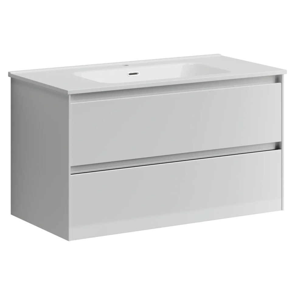 Тумба подвесная SANCOS Cento 890х450х500, c двумя ящиками оснащенными доводчиками, белый глянец, арт. CN90W