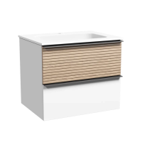 Тумба подвесная SANCOS Delta 590х445х500, c двумя ящиками оснащенными доводчиками, дуб светлый/белый , арт. DL60W