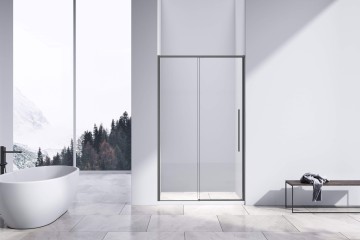 Душевая дверь Слим-Н (Slim-N) VDS-4SN140CLGM, 1400, вороненая сталь, стекло прозрачное