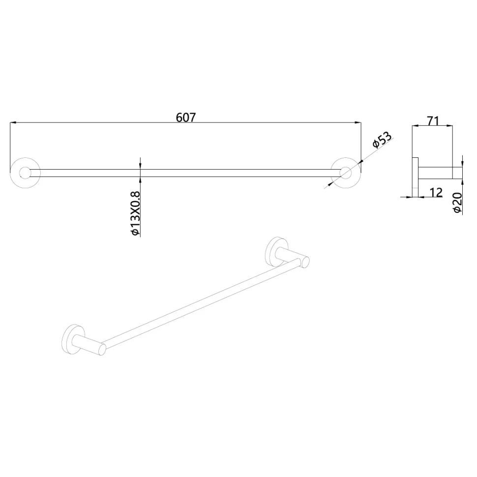 AQM7204CR Trento Держатель банного полотенца 600мм, хром