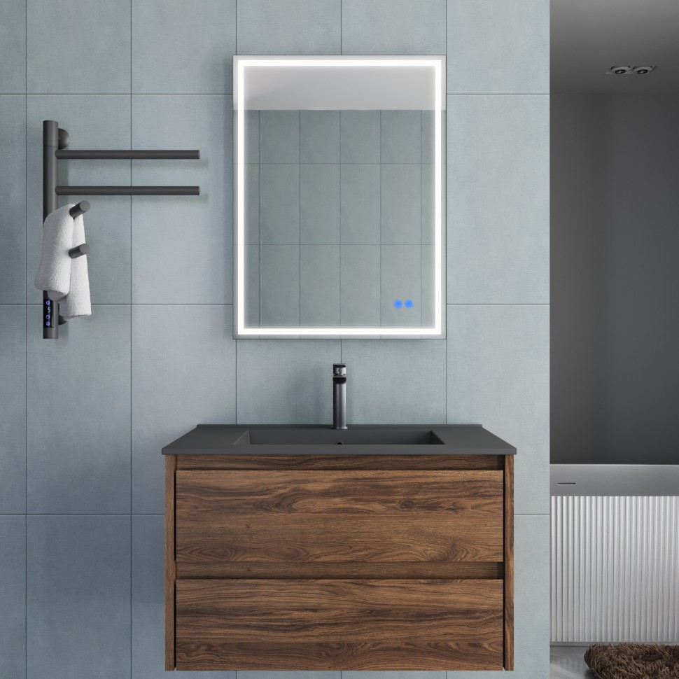 База под раковину Vincea  Gio 800 подвесная, 2 выкатных ящика soft-close, C.Oak