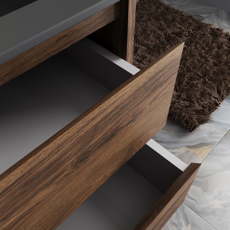 База под раковину Vincea  Gio 800 подвесная, 2 выкатных ящика soft-close, C.Oak