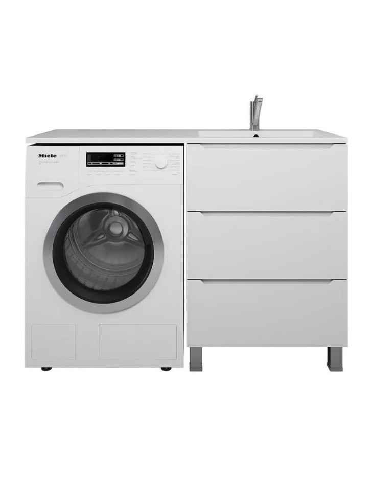 Тумба под стиральную машину напольная Uperwood Tanos 58х47,5х76,5 см, белая, 3 ящика
