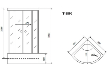 Timo Comfort T-8890 Fabric Glass душевая кабина 90*90*220+турецкая баня хамам