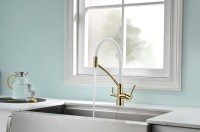 Смеситель для кухни SIEGEN, золото, белый шланг, Si213111-Gw, Paulmark