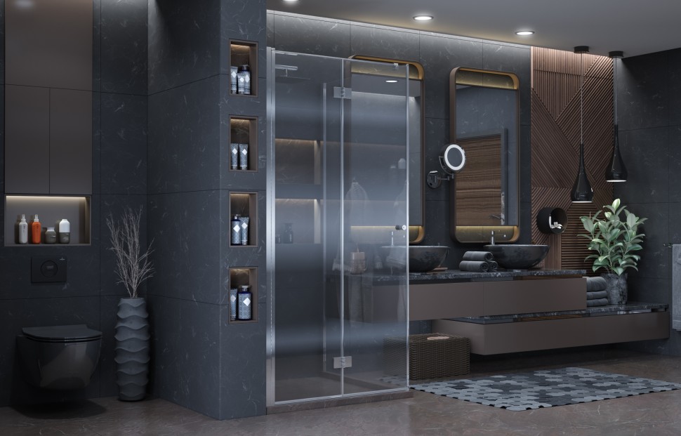 Душевое ограждение Ambassador Diamond 12011105L (90х90х200) квадрат,хром,стекло прозрачное,распашная-складная,1 место