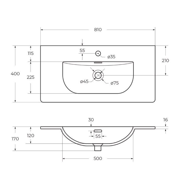 Керамическая раковина BelBagno BB-8099-3-80