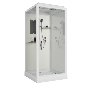 Душевая кабина Niagara Standart ST100/15Q (100х100х215) квадрат,поддон 15см,распашная,проф.белый,3 места
