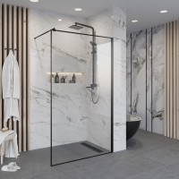 Душевая перегородка Niagara Nova NG-687-10ВLACK (100х195) черный,стекло прозрачное,1 место