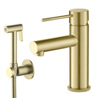 Смеситель для раковины с гигиеническим душем Timo Saona 2360/17G золото матовое