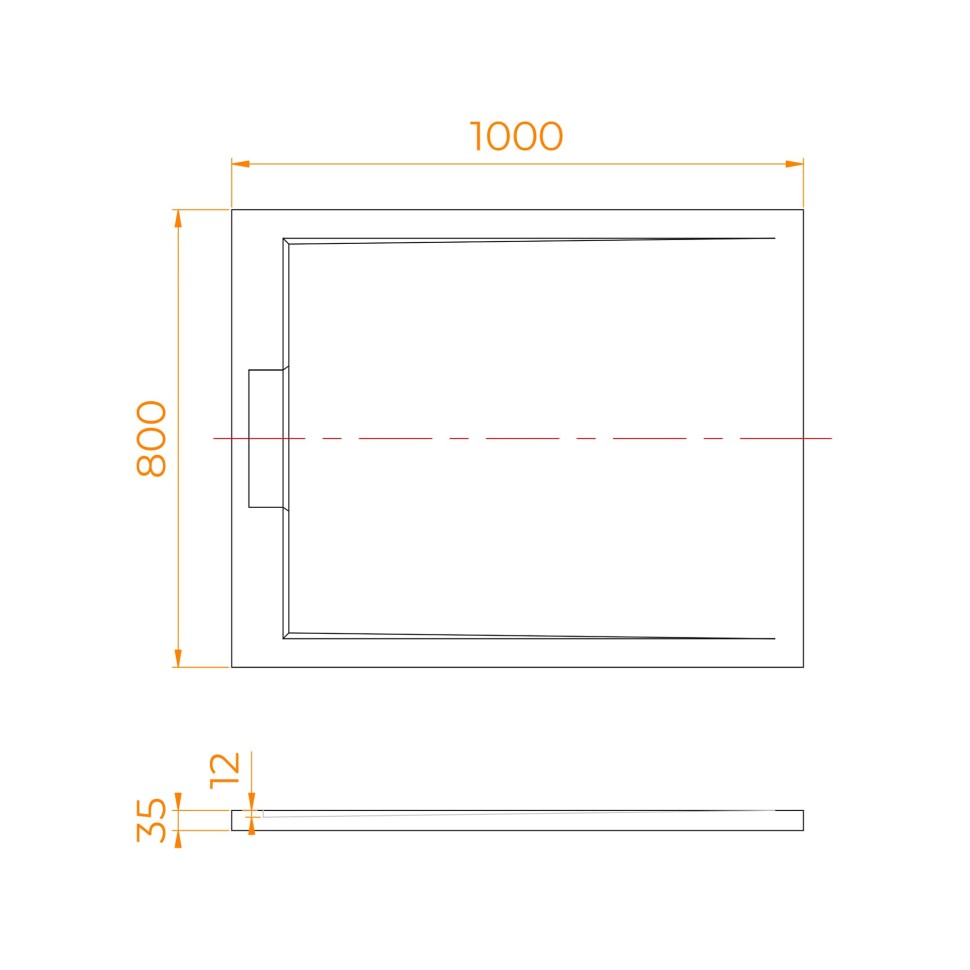 Душевой поддон прямоугольный RGW STL MW Белый мрамор (800x1000)