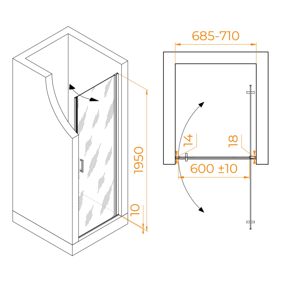 Душевая дверь RGW LE-003Gr (Прозрачное, 700)