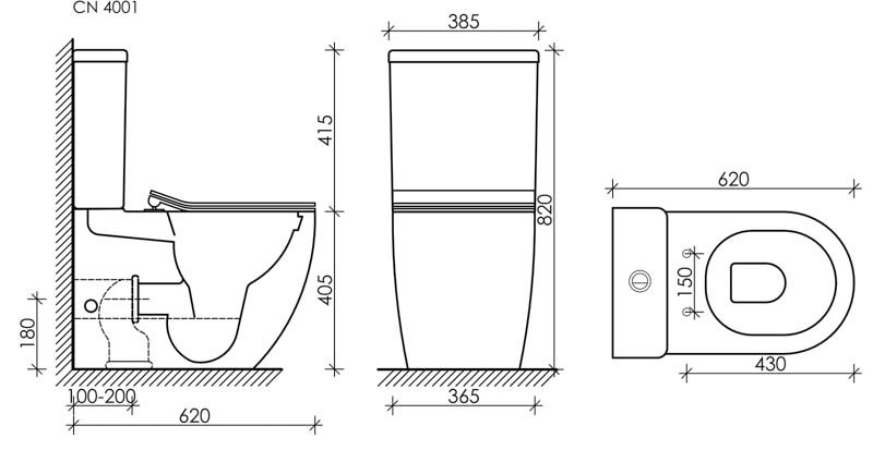 Бачок для унитаза METROPOL Rimless, двойной смыв 3/6 арматура CN4001-T Ceramicanova