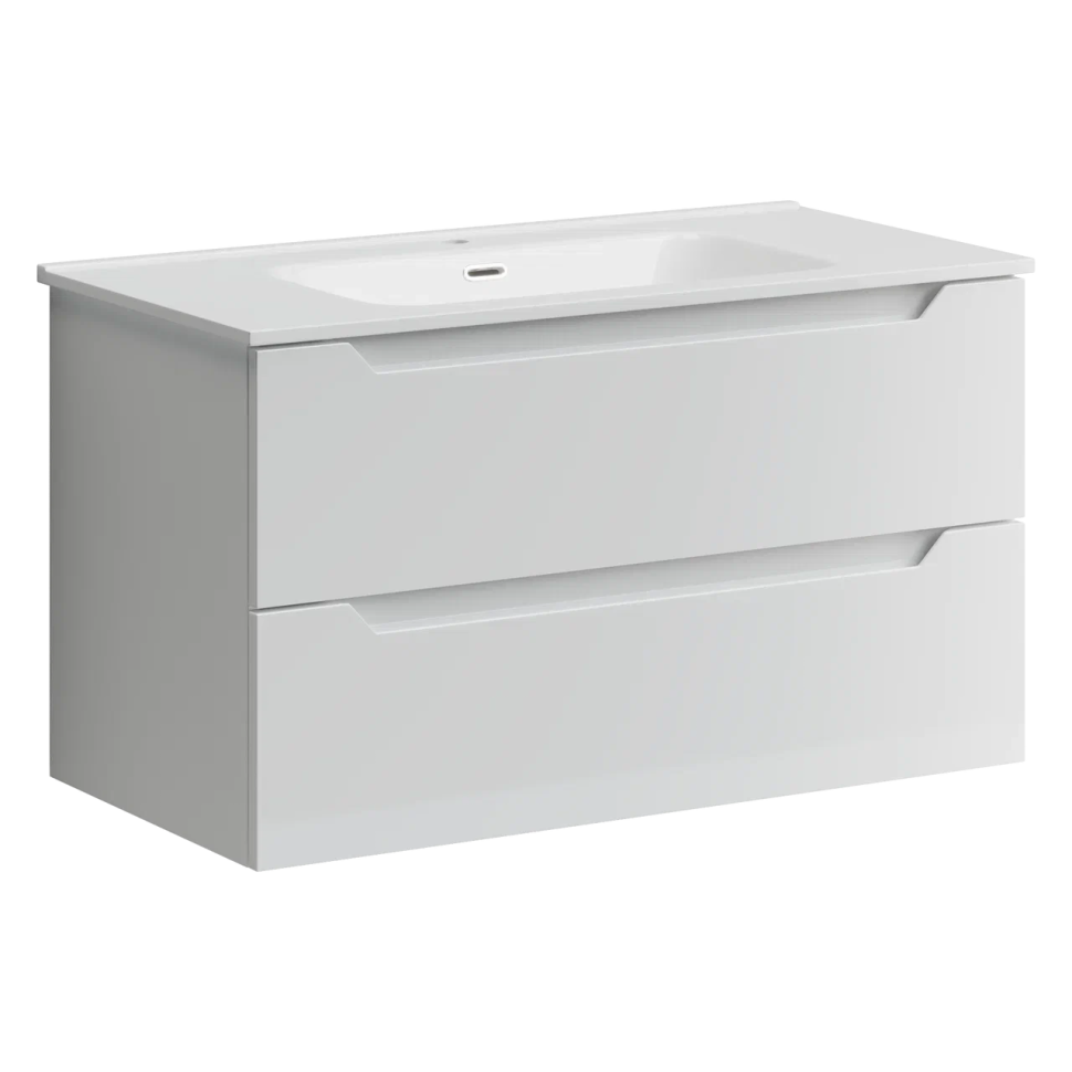 Тумба подвесная SANCOS Norma 2.0 890х450х500, c двумя ящиками оснащенными доводчиками, белый глянец , арт. NR2.090W