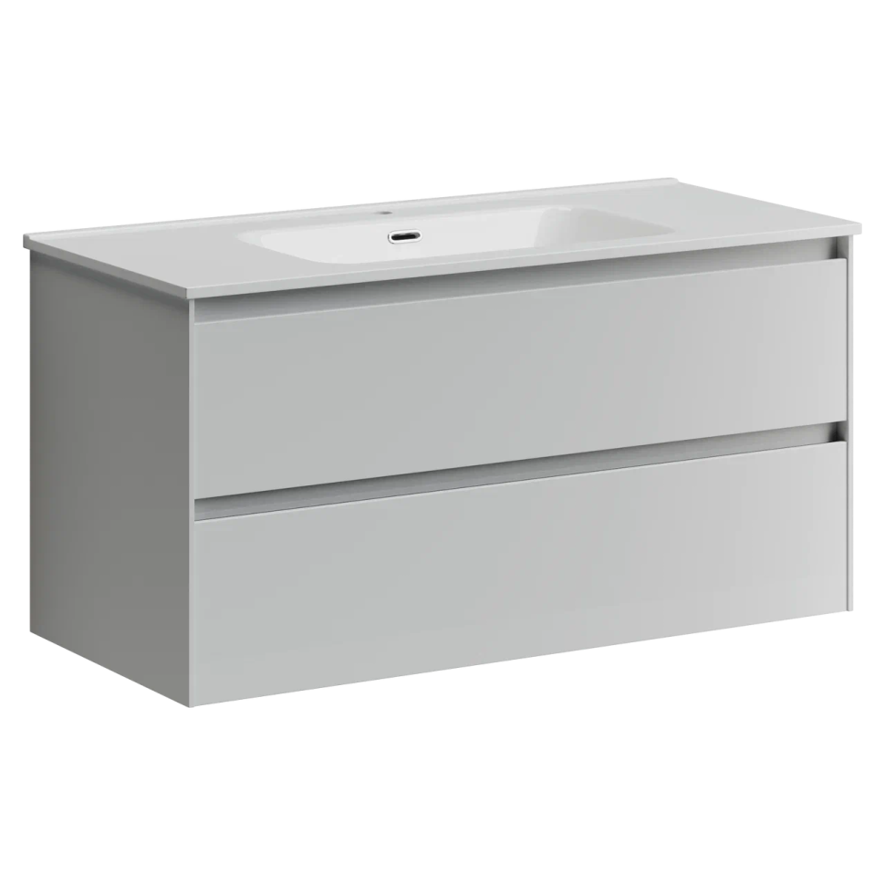 Тумба подвесная SANCOS Cento 990х450х500, c двумя ящиками оснащенными доводчиками, белый глянец, арт.CN100W