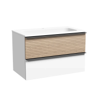 Тумба подвесная SANCOS Delta 790х445х500, c двумя ящиками оснащенными доводчиками, дуб светлый/белый , арт. DL80W