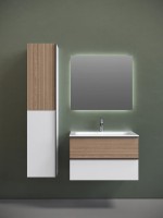 Тумба подвесная SANCOS Delta 790х445х500, c двумя ящиками оснащенными доводчиками, дуб светлый/белый , арт. DL80W