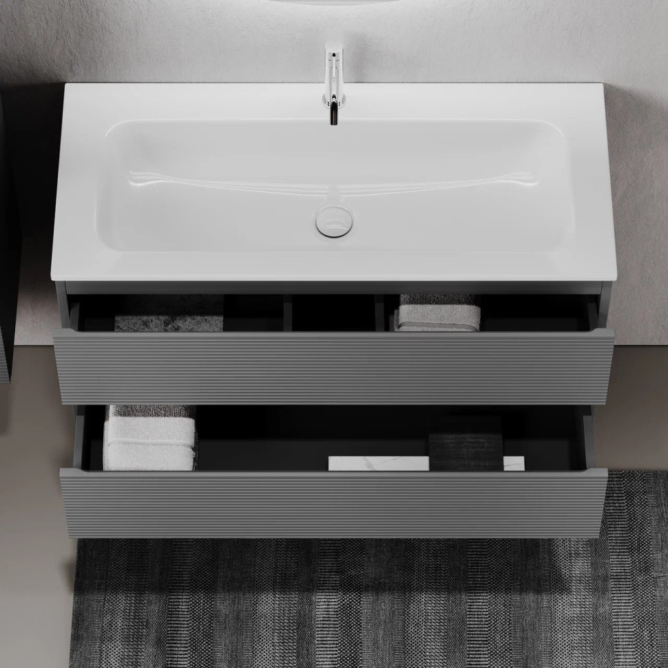 Тумба подвесная SANCOS Folk 1195х445х500, c двумя ящиками оснащенными доводчиками, Grey soft, арт.FL120GS