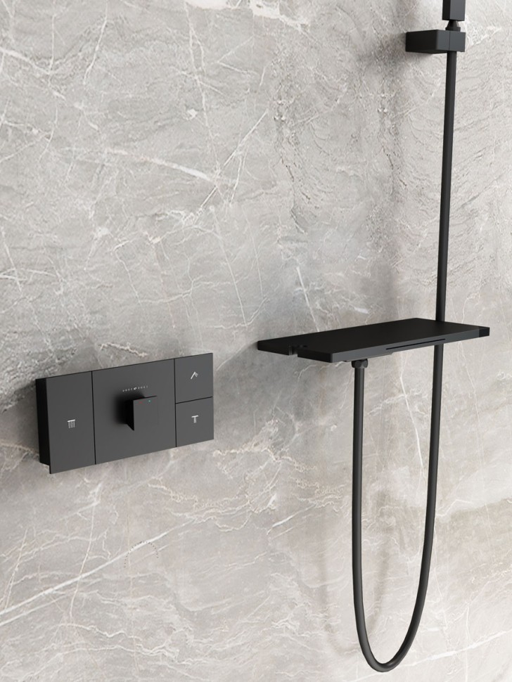 Душевой комплект Futura VSFW-2F11TMB термостатический встраиваемый, 3 режима, черный