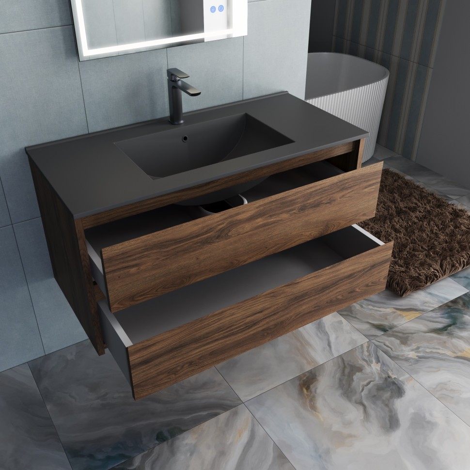 База под раковину Vincea  Gio 1000 подвесная, 2 выкатных ящика soft-close, C.Oak