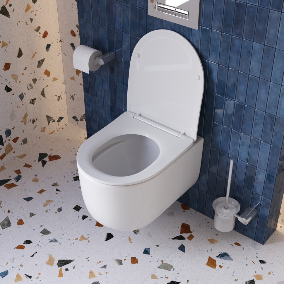 Унитаз подвесной безободковый с сиденьем и смывом TORNADO BelBagno SOFT-TOR BB084CH-TOR/SC