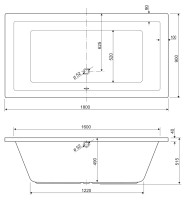 Акриловая ванна CEZARES PLANE-180-90-49-W37