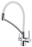 Смеситель для кухни SIEGEN, хром, белый шланг, Si213111-CRw, Paulmark