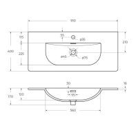 Керамическая раковина BelBagno BB-8099-3-90